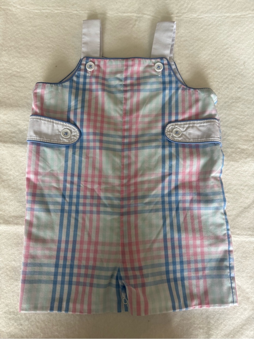 Size 18-24 months Beaufort Bonnet Company Pastel Pink & Blue Plaid Shortall